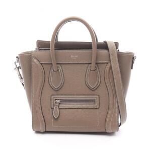 Celine Luggage Nano Shopper Handbag, Leather, Women's, Gray